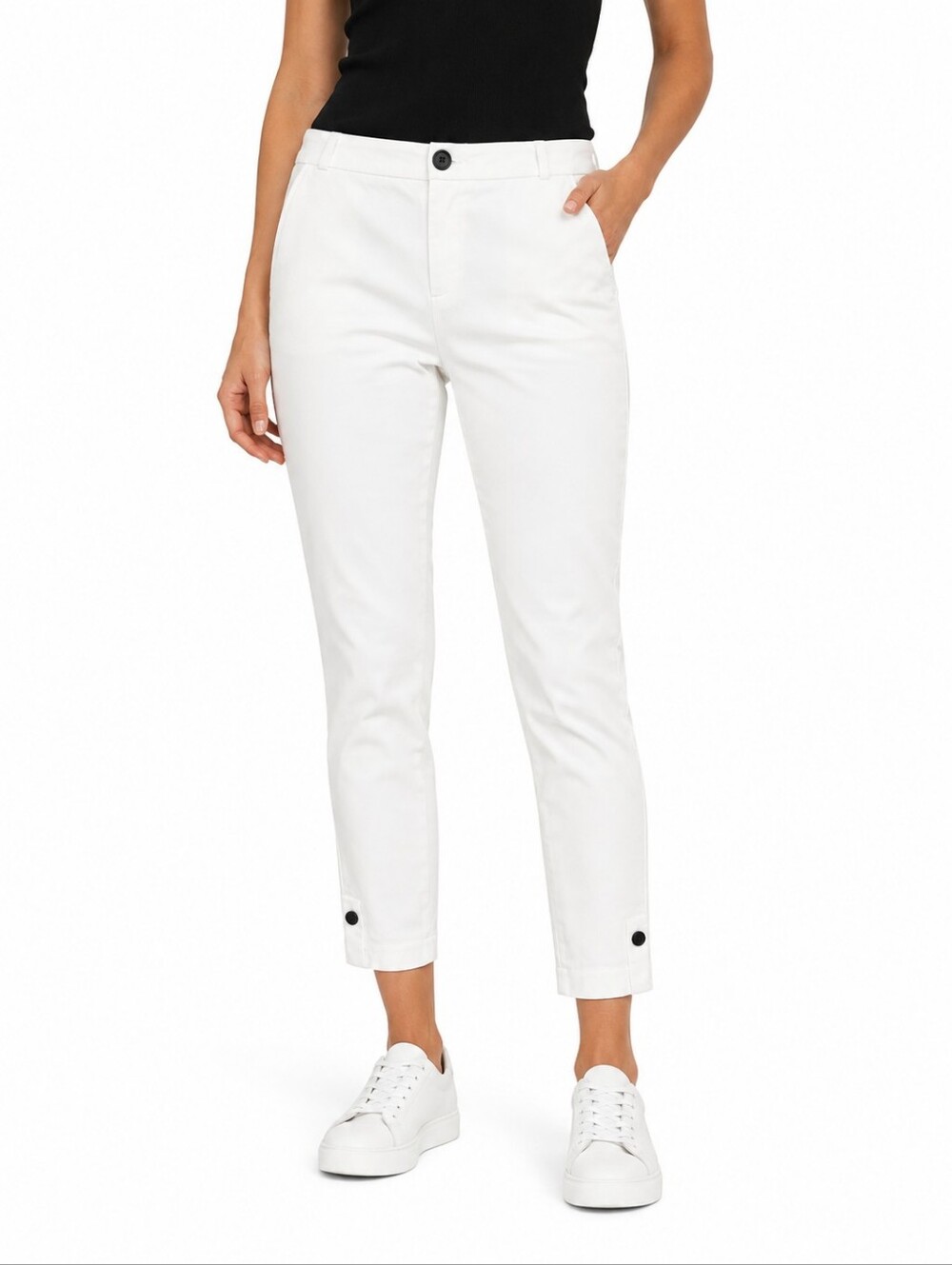 Mango Basics White Cropped Straight Leg Pants Size 4